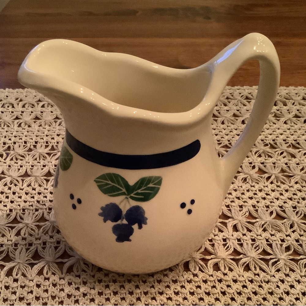Vintage Hartstone pottery creamer with blueberry design